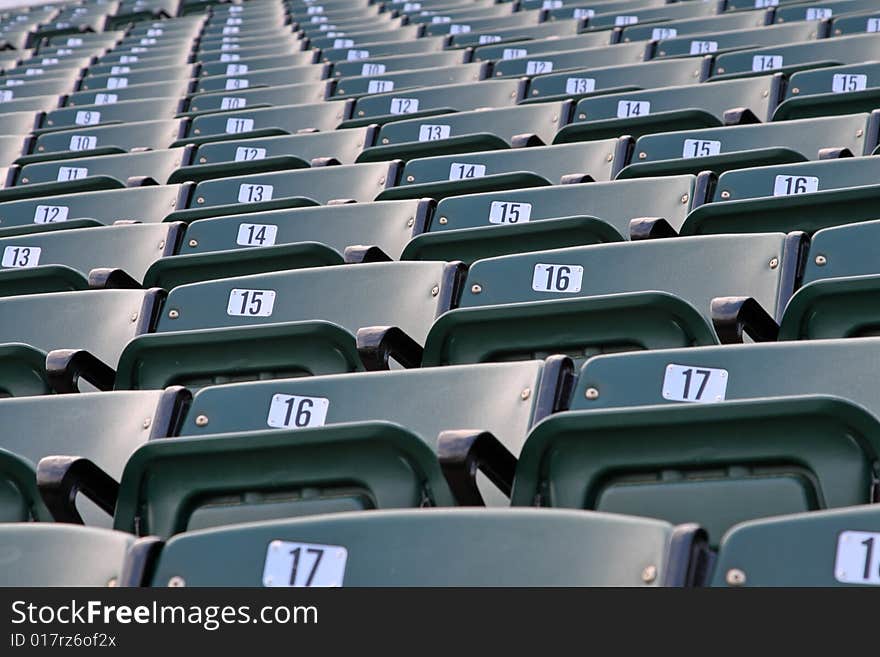 Empty seats at a sports stadium. Empty seats at a sports stadium