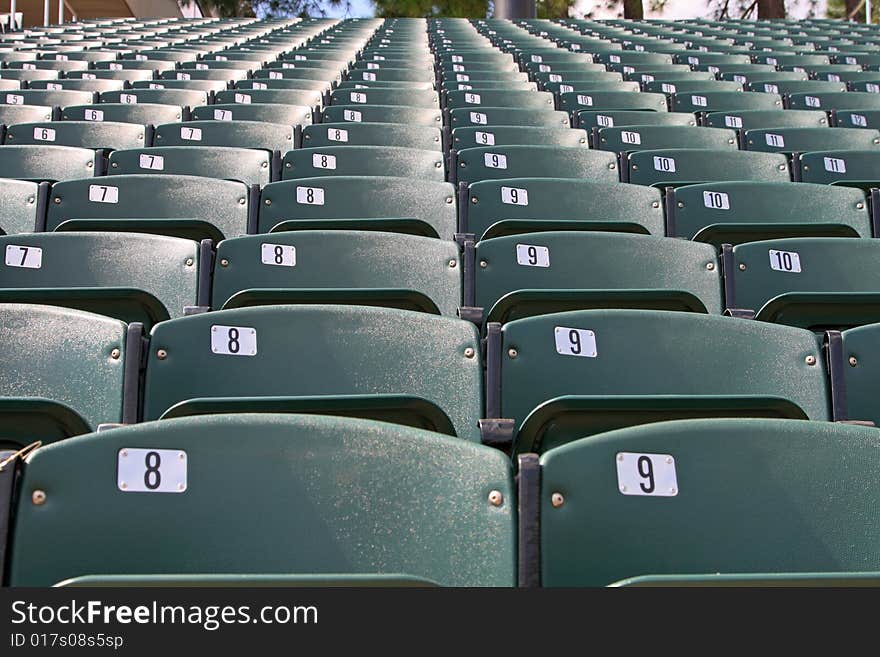 Empty seats at a sports stadium. Empty seats at a sports stadium