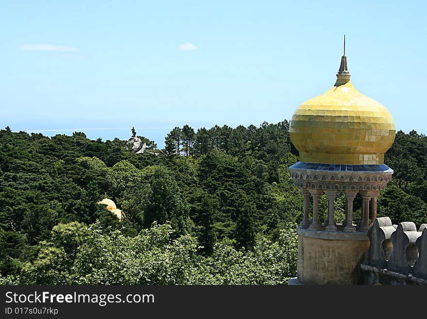 Tower of pena palace in sintra  - portugal - historical monument. Tower of pena palace in sintra  - portugal - historical monument