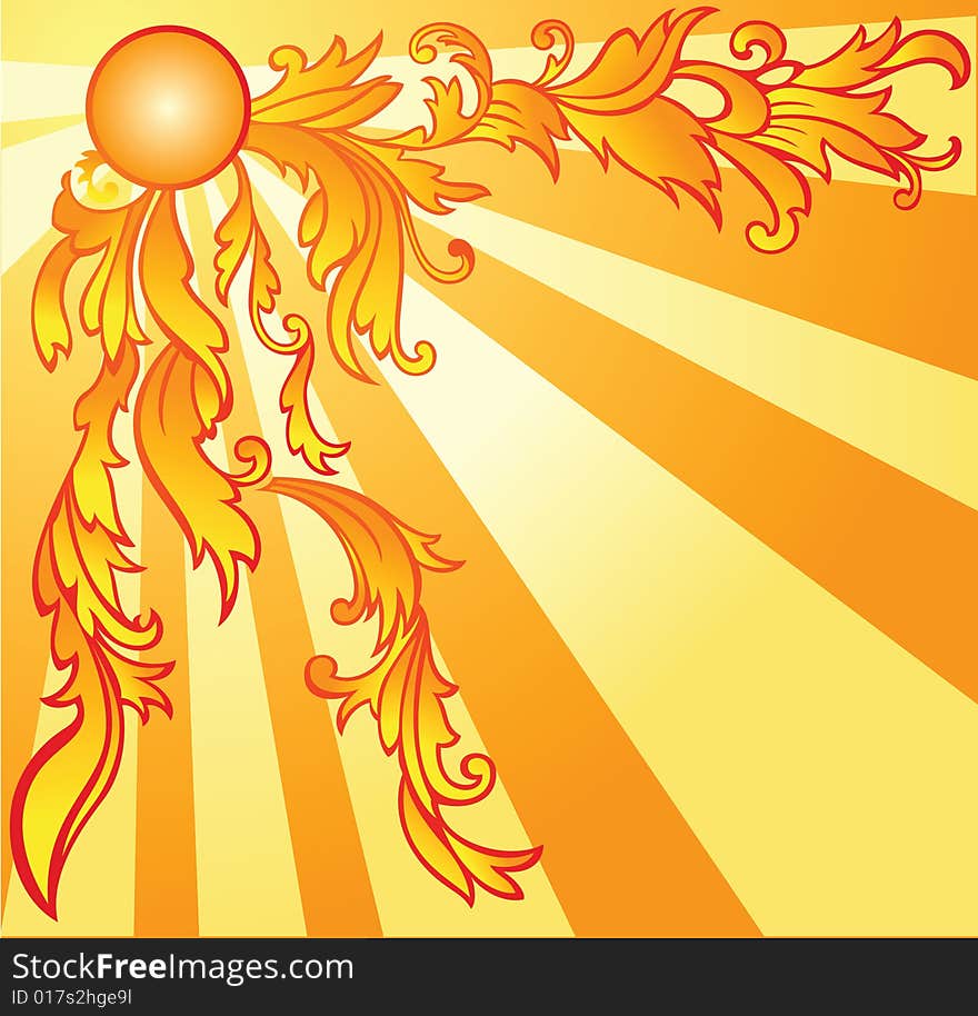 Vector color illustration of sun with rays. Vector color illustration of sun with rays