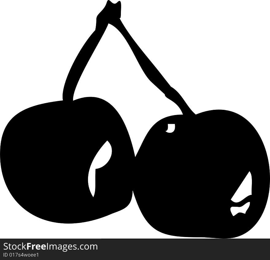 Illustration of two black cherries. Illustration of two black cherries