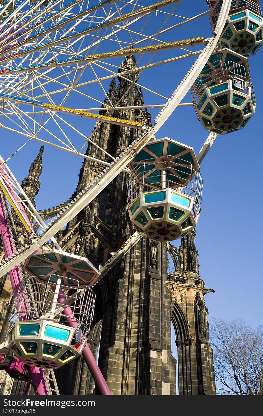 Ferris Wheel at Edinburgh's Princes Street. Scotland, United Kingdom. Ferris Wheel at Edinburgh's Princes Street. Scotland, United Kingdom