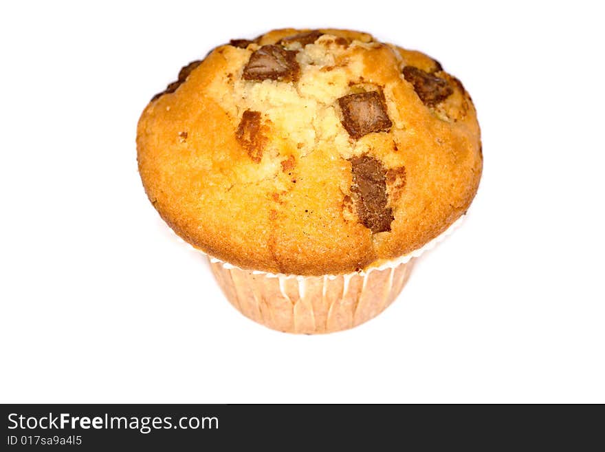 Chocolate muffin isolated on white background