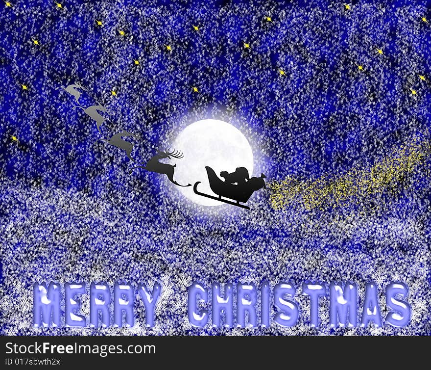 Christmas card with Christmas symbols and merry christmas