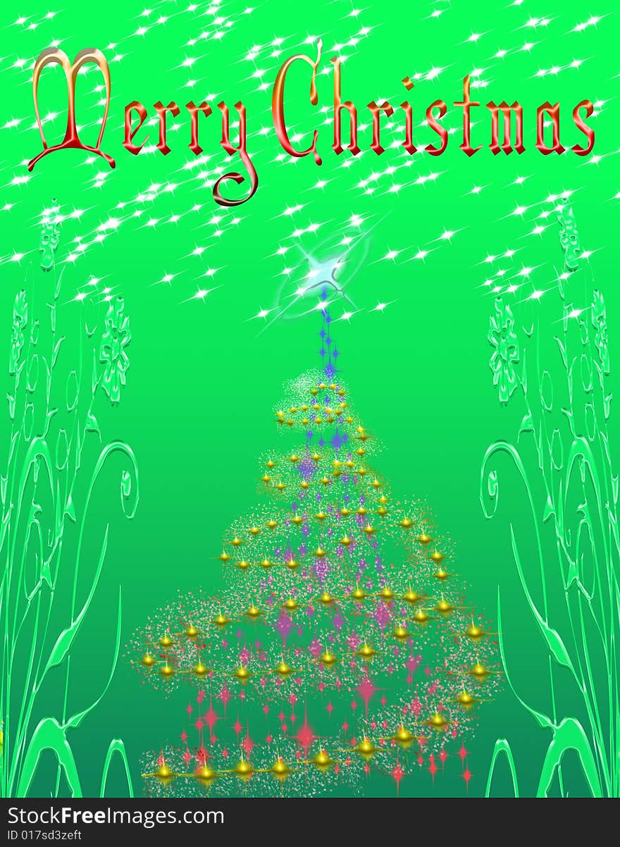 Christmas card with Christmas symbols and merry christmas