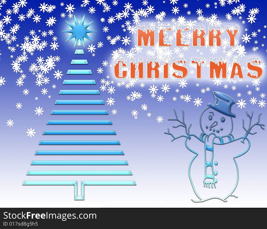 Christmas card with Christmas symbols and merry christmas