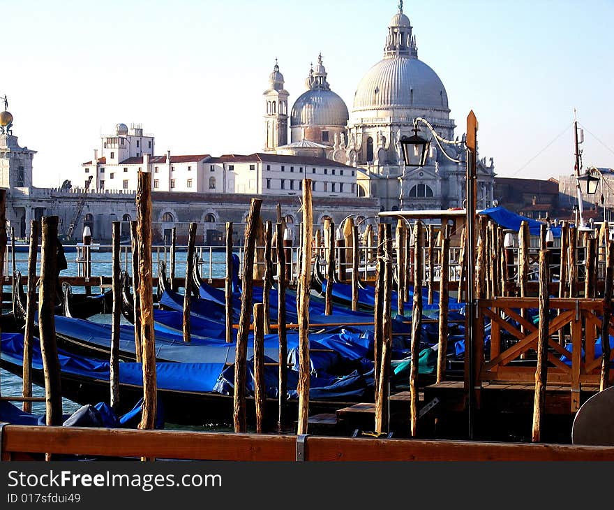 Gondola dock canal venice