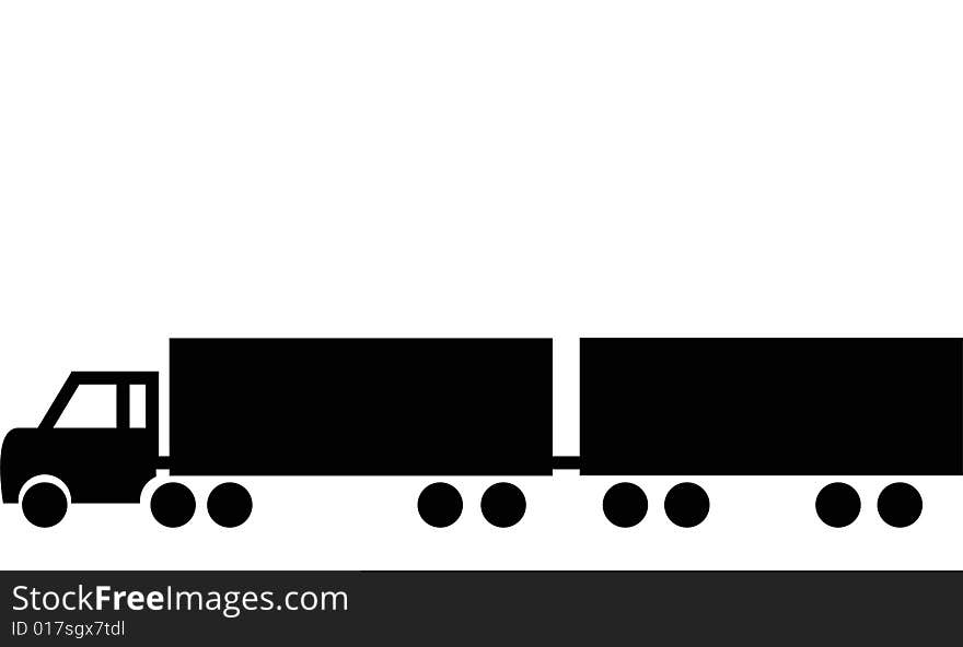 Illustration of a black truck with trailer