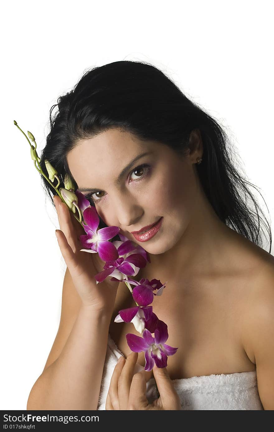 Beautiful face women with orchid,more spa photos in Spa,aromatherapy ,massage. Beautiful face women with orchid,more spa photos in Spa,aromatherapy ,massage