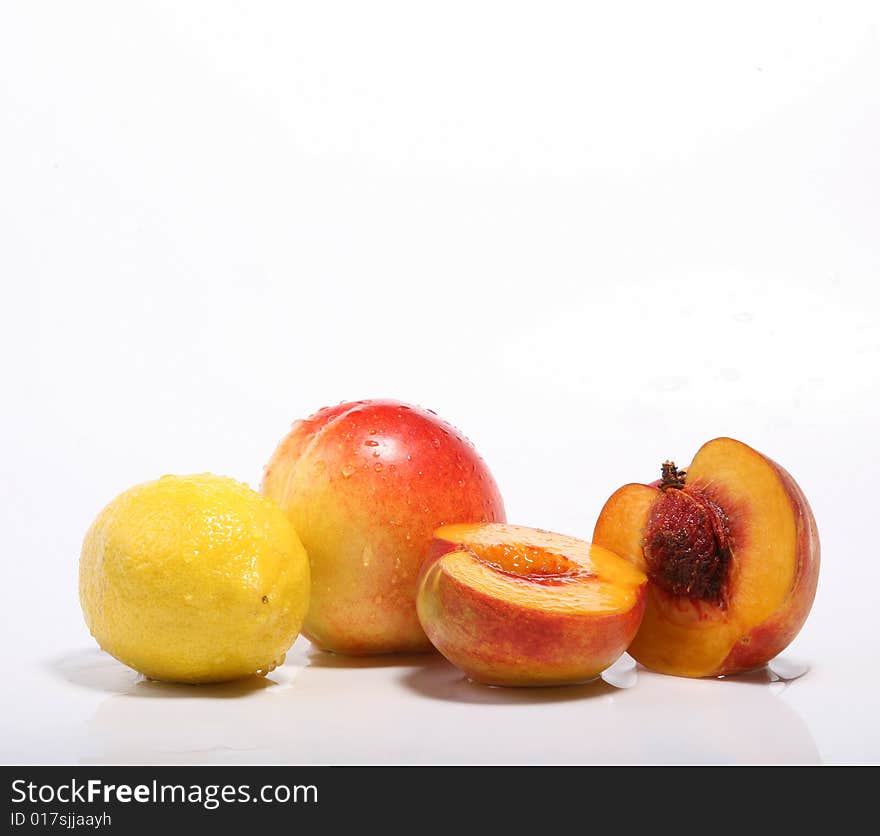 Fresh fruits on white background