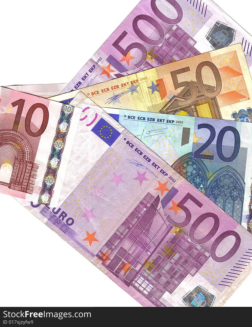 Background of different European banknotes