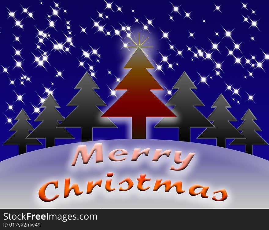 Christmas card with Christmas symbols and merry christmas