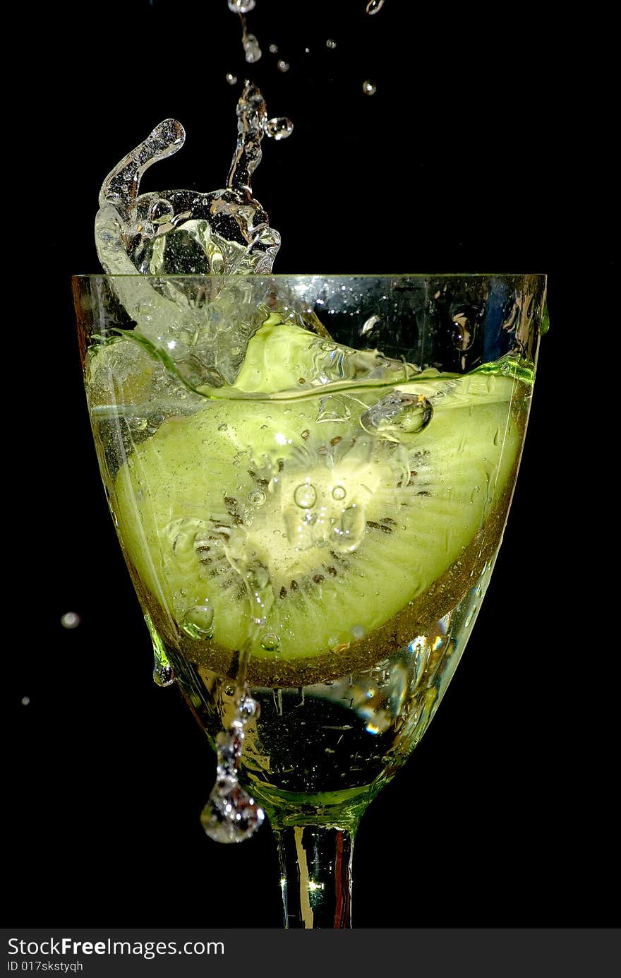 Kiwi In Sparks Of Water