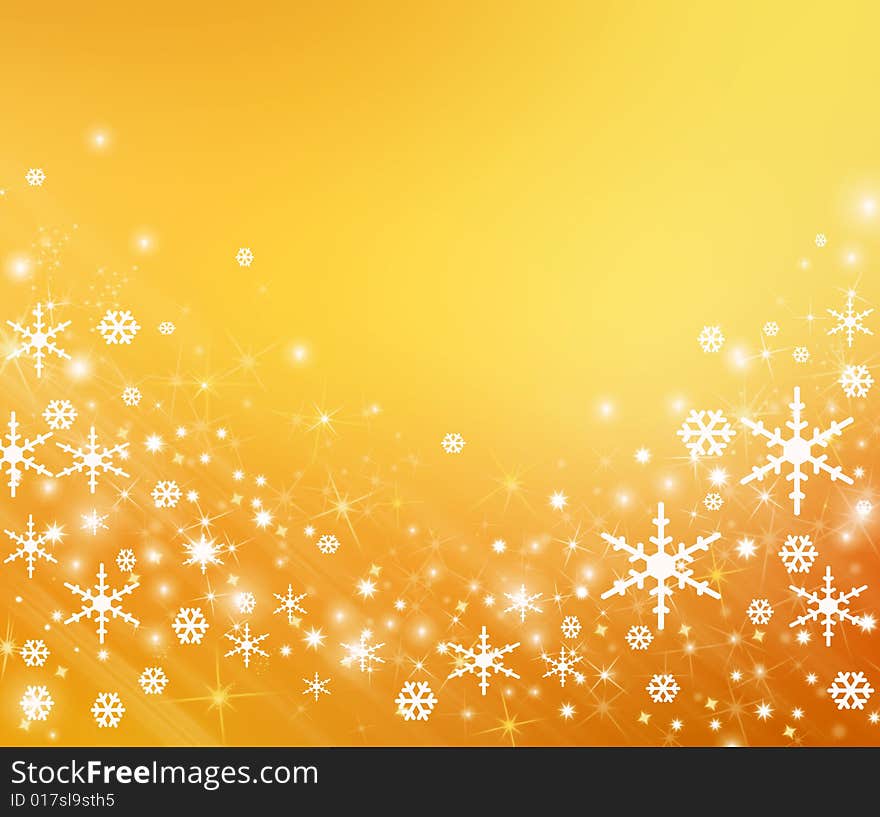 Orange background with a snowflake