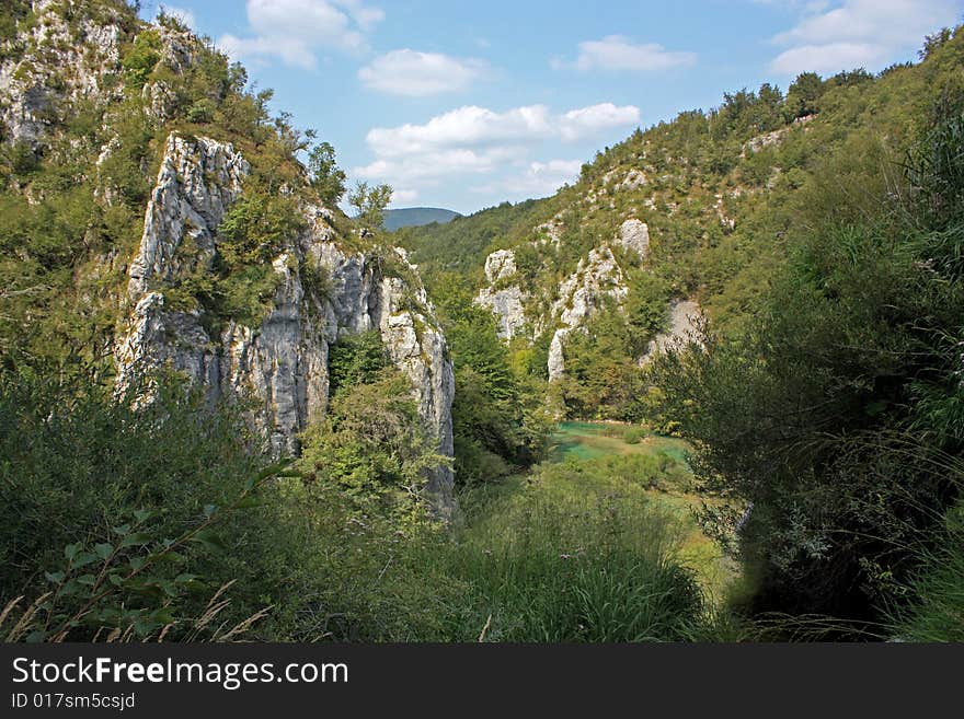 The Rocks And Lake Of Plitvice ,the Croatia