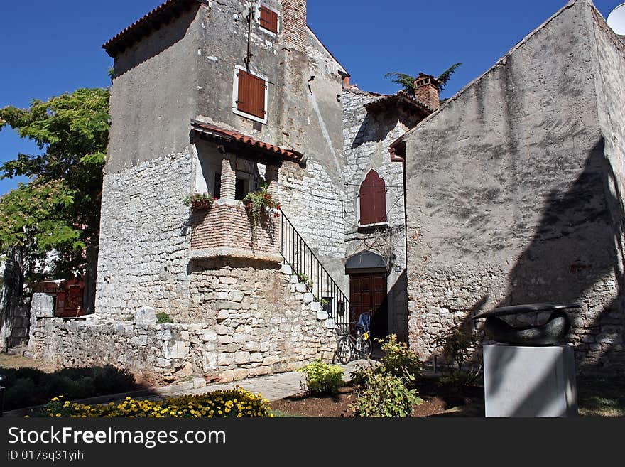 The ancient Croatian house from white sandstone. The ancient Croatian house from white sandstone