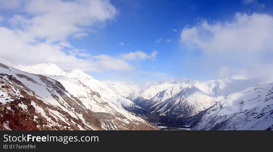 General view on Caucasus mountains