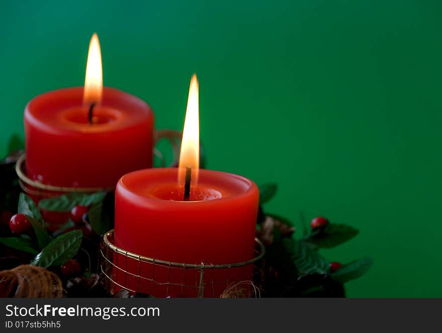 Christmas candles arrangement in colorful festive themes