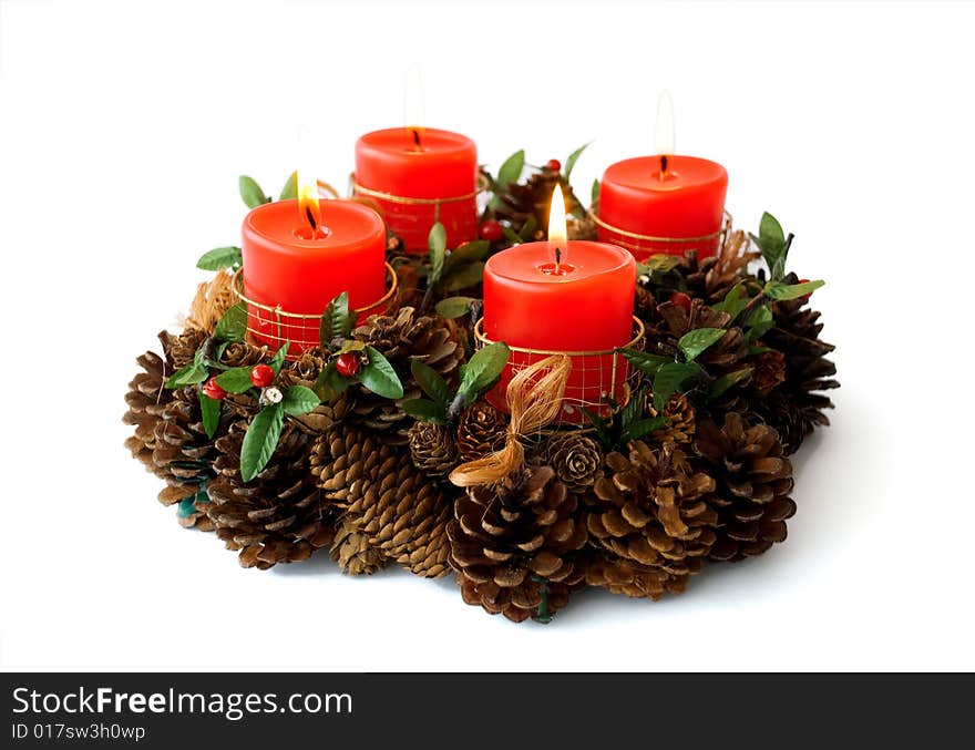 Christmas candles arrangement in colorful festive themes