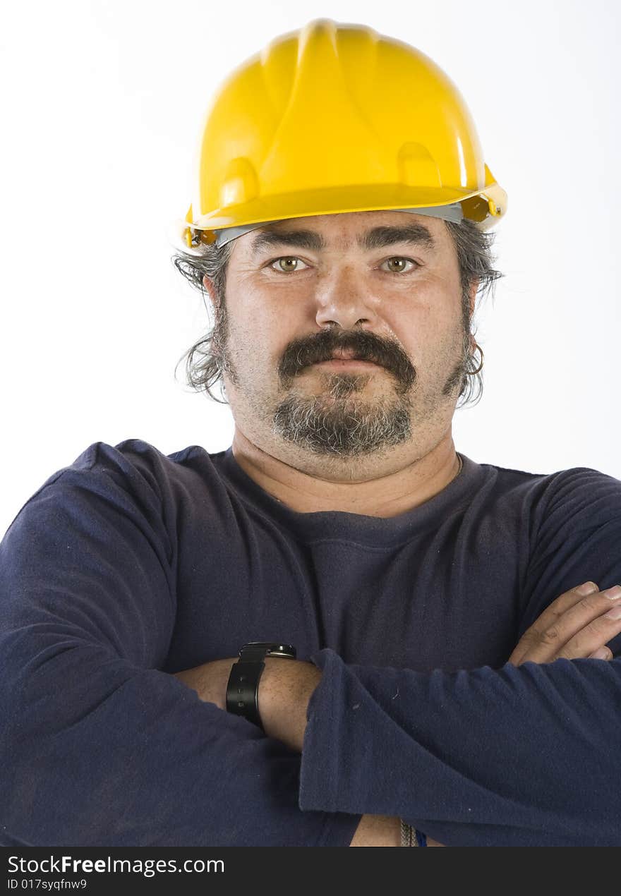 Manual worker isolated on white