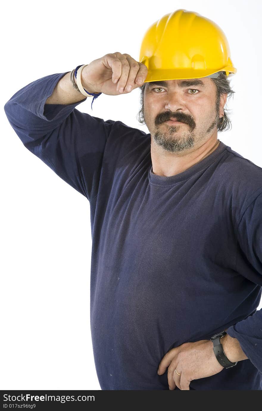 Manual worker isolated on white