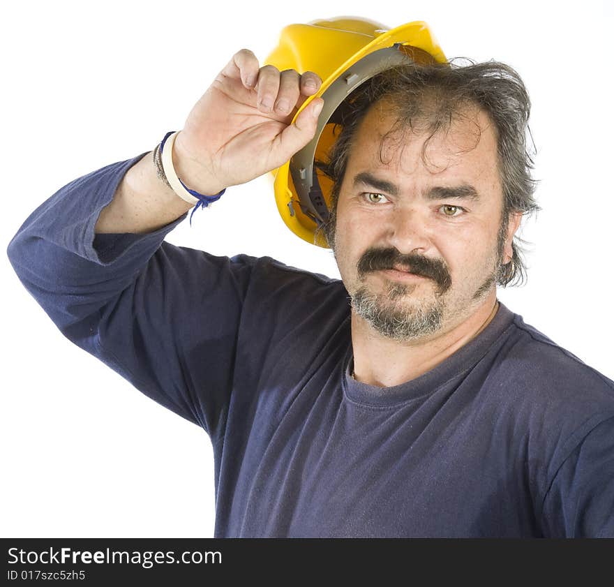 Manual worker isolated on white