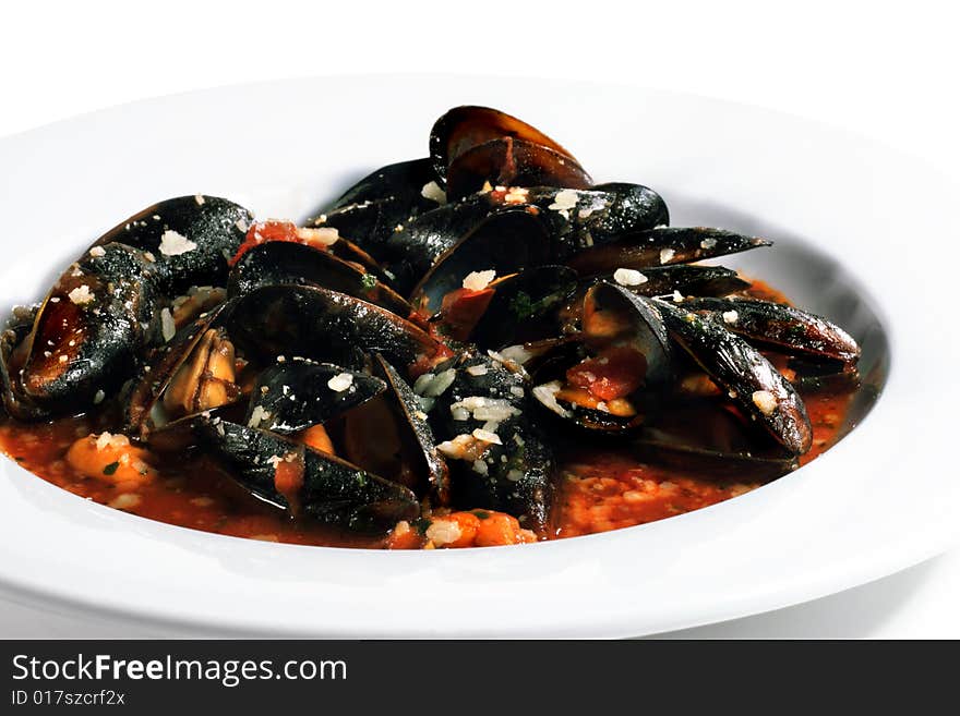 Mussels Bowl with Spice Sauce. Mussels Bowl with Spice Sauce