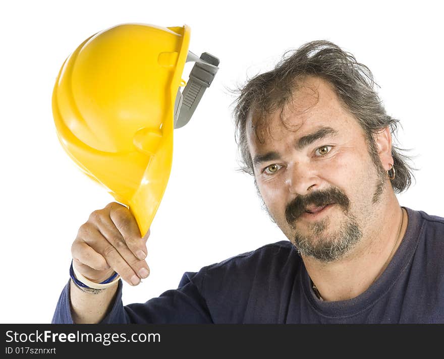 Manual worker isolated on white