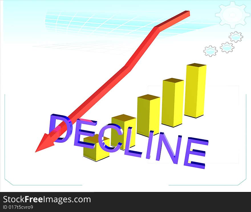 The diagram of recession on a turquoise background. The diagram of recession on a turquoise background.