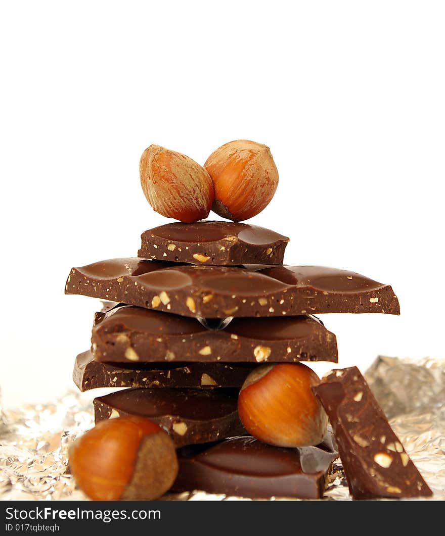 Chocolate blocks and nuts