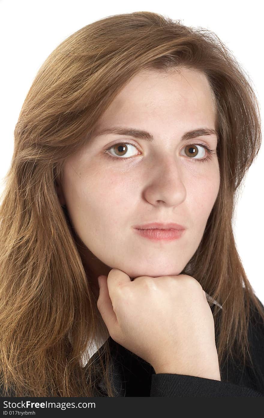 Portrait of woman on a white background