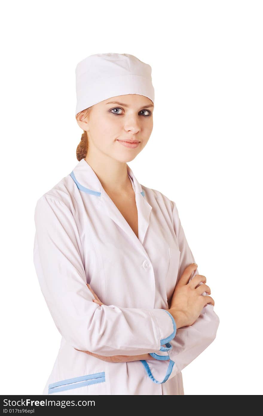 Nurse standing on white background