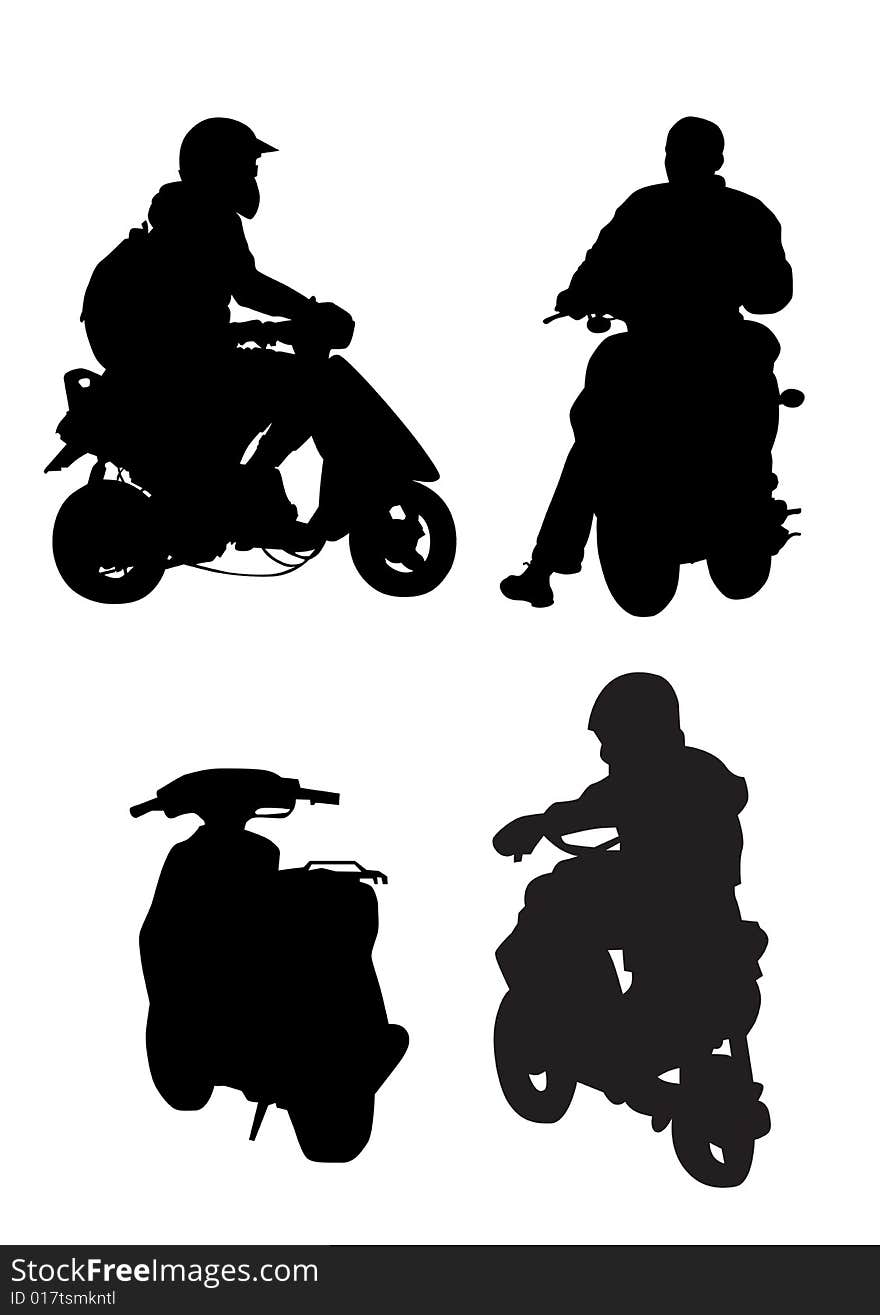 Vector drawing silhouettes road motorcycles on a white background. Vector drawing silhouettes road motorcycles on a white background