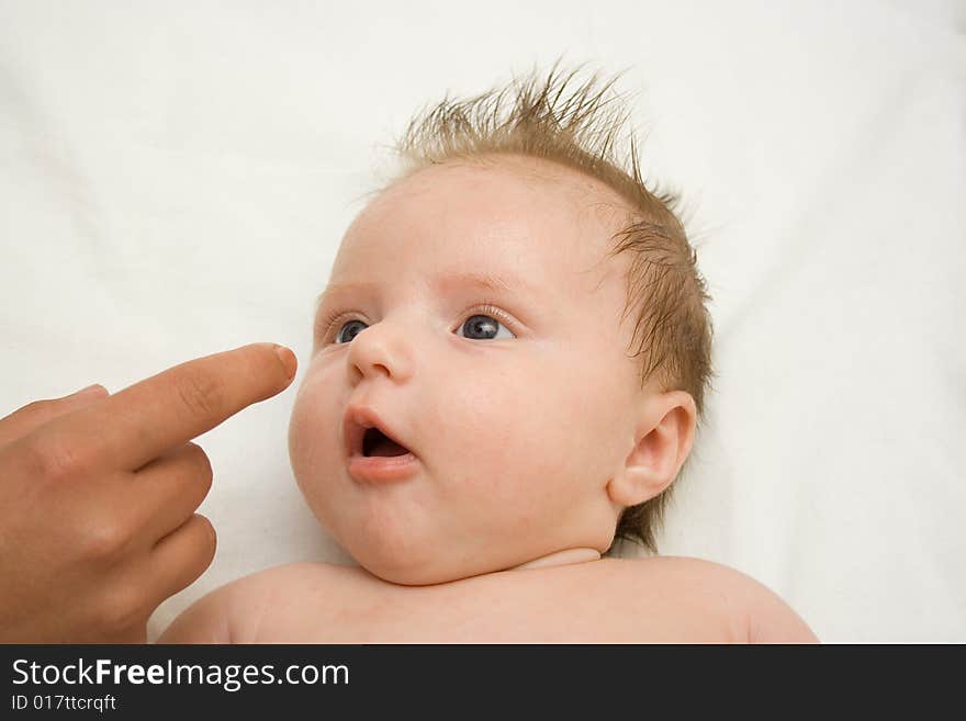 Newborn baby girl after bath