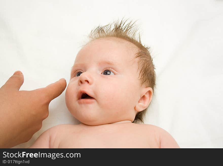 Newborn baby after the bath