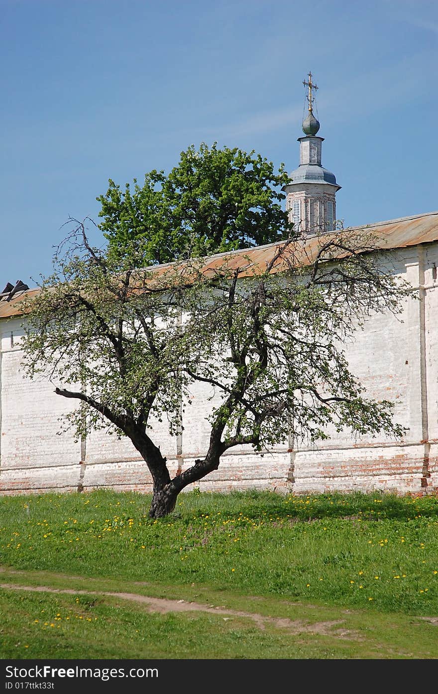 Monastery Wall, Tree And Church