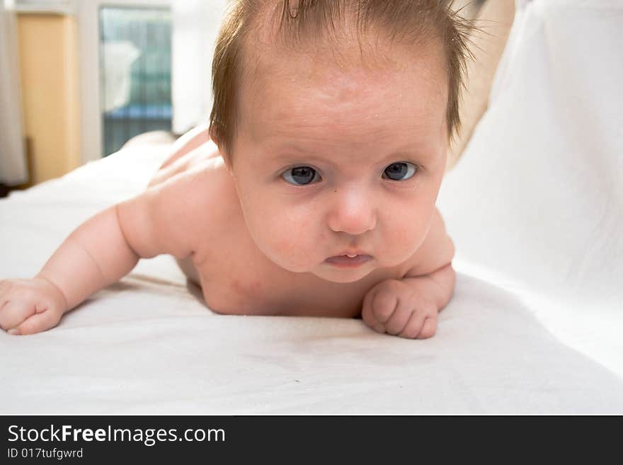 Newborn baby after the bath