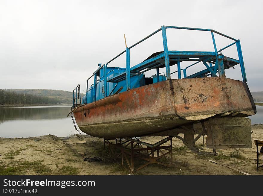 Abandoned steel ship