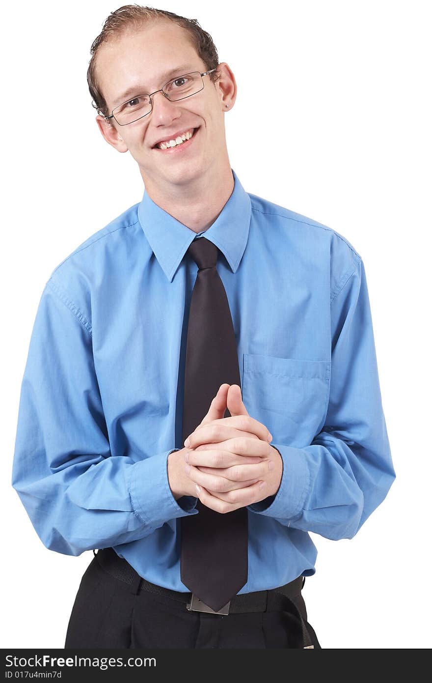 Young successful businessman wearing office clothes. Isolated on white background. Young successful businessman wearing office clothes. Isolated on white background