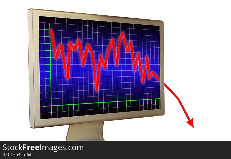 Financial diagram on a real computer monitor (on white background). Financial diagram on a real computer monitor (on white background)