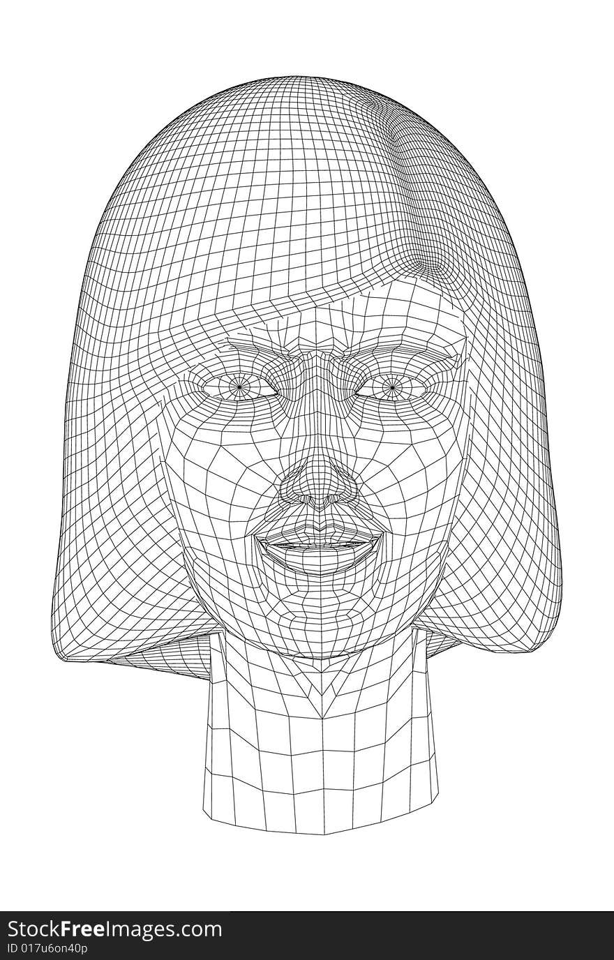 Front views of a virtual female head model (black and white). Front views of a virtual female head model (black and white)