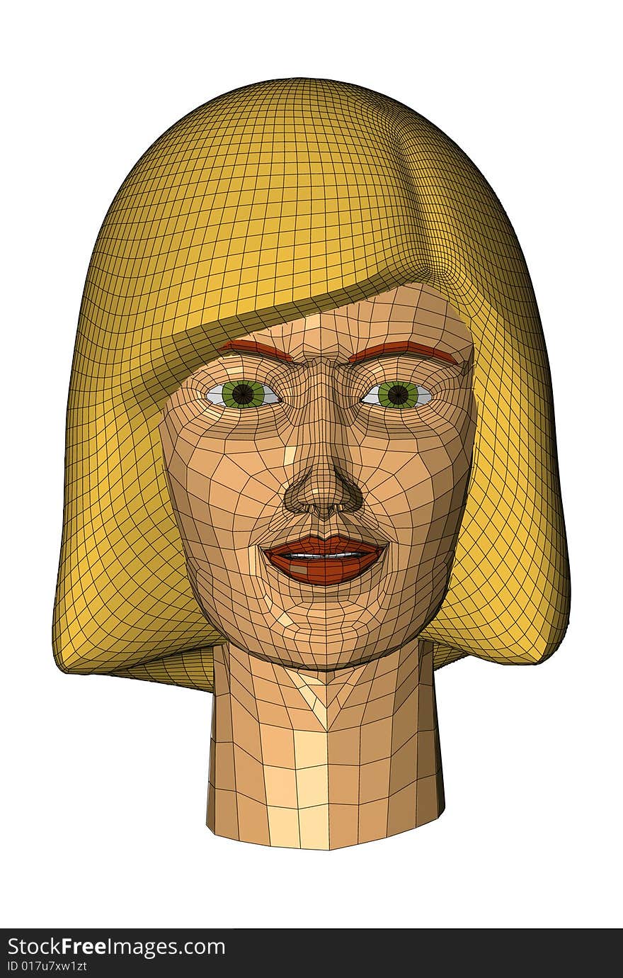 Front views of a virtual female head model. Front views of a virtual female head model