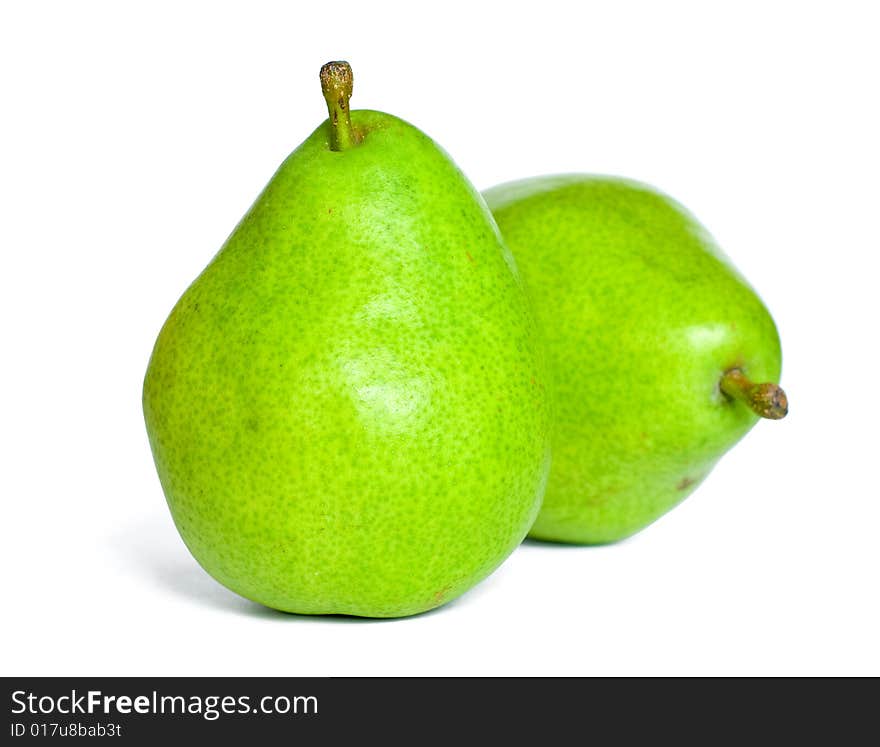 Fresh green pear isolated on white background