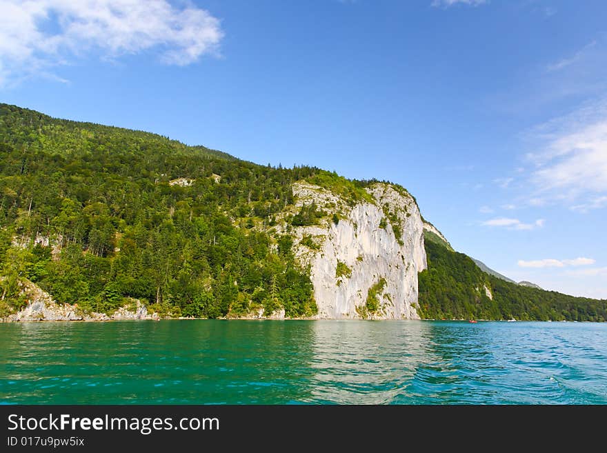 The beautiful countryside around Lake Wolfgang in Lake district near Salzburg Austria