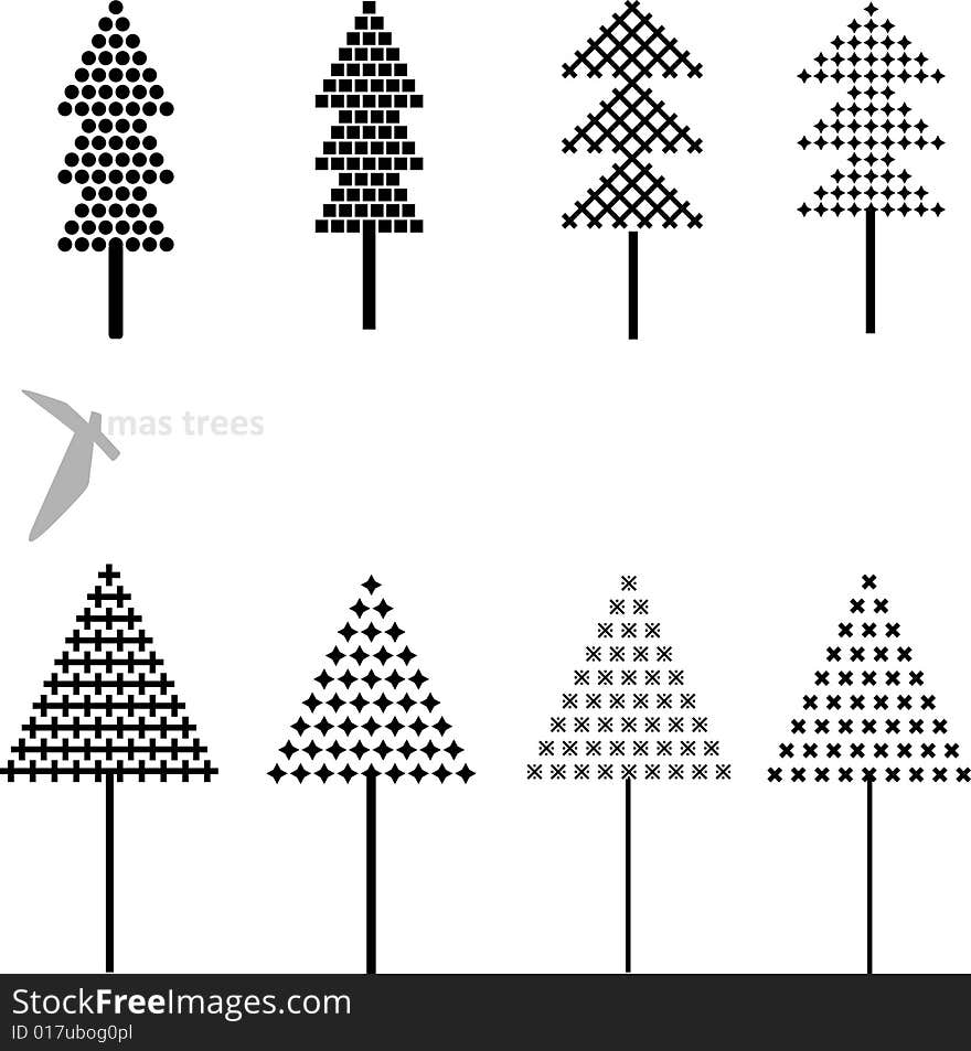 Winter xmas trees in vector