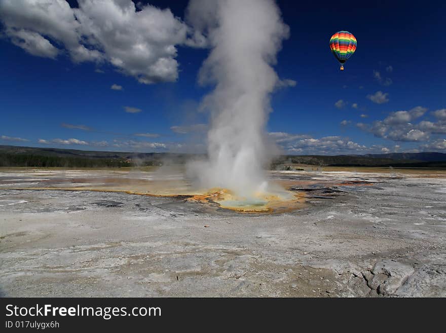 The scenery of Lower Geyser Basin in Yellowstone National Park