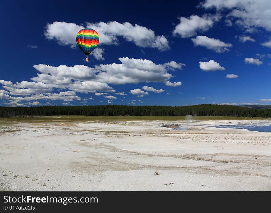 The scenery of Lower Geyser Basin in Yellowstone National Park