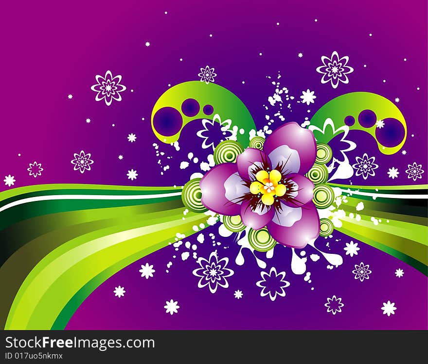 Vector fantasy background and flowers illustration composition. Vector fantasy background and flowers illustration composition