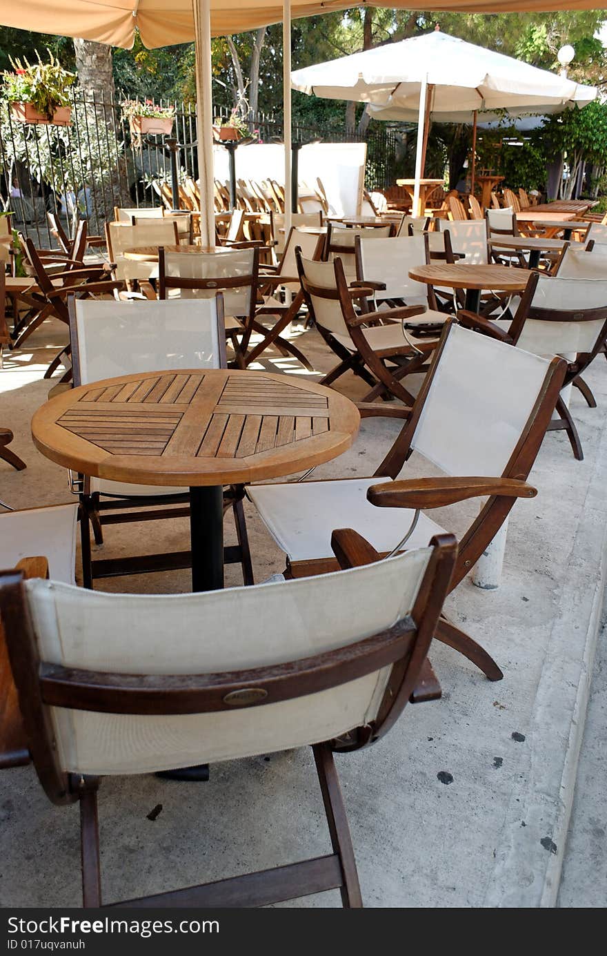 Chairs & tables of restaurant. Location: Limassol, Cyprus (DSC_4336_DxO_raw)