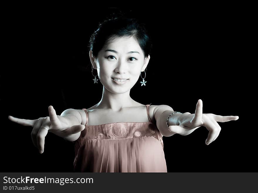 Cute asian female mode with hand gesture. Cute asian female mode with hand gesture